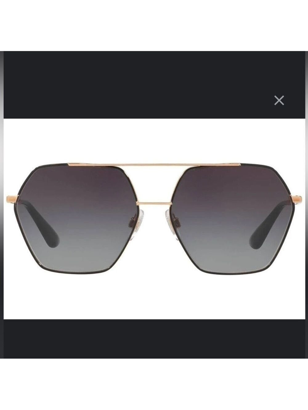 Dolce & Gabbana DG2157 Gold Aviator Polarized Polygon Sunglasses Black - Picture 13 of 15